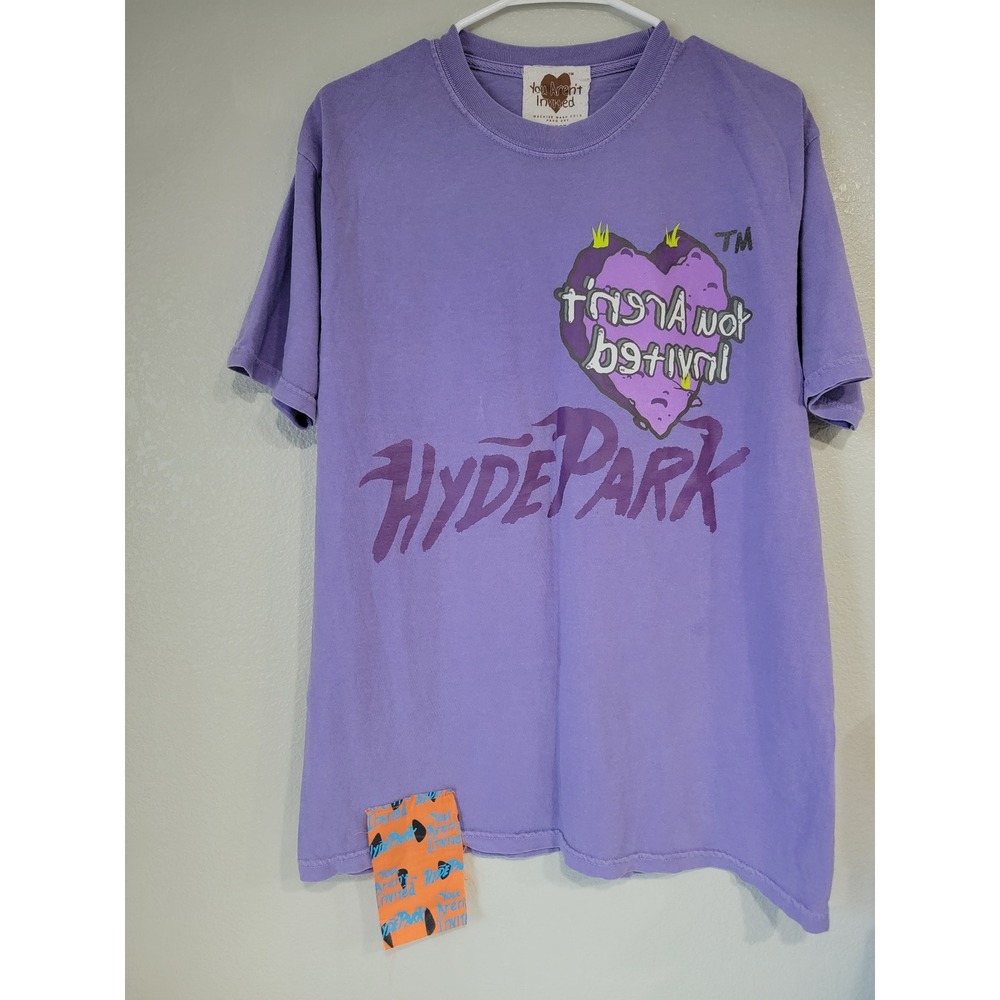 You Aren't Invited Mens T-Shirt Purple Large Hyde Park Streetwear Graphic Tee